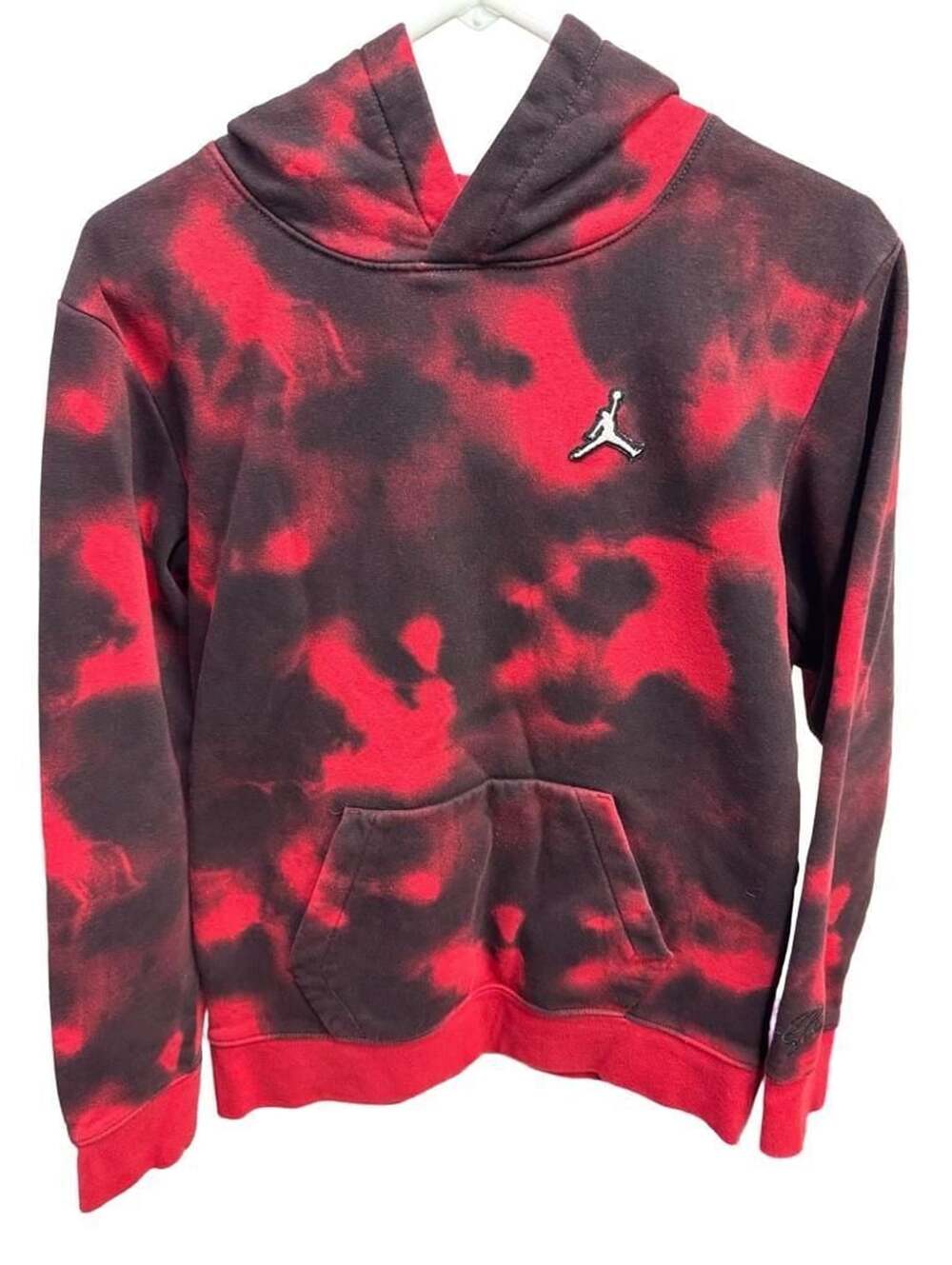 Jordan Youth XL Tie-Dye Hoodie Red Black Jumpman Pullover Sweatshirt